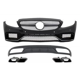 Paraurti anteriore & diffusore con terminali di scarico cromato per Mercedes Classe C W205 S205 (2014-2018) C63 stile