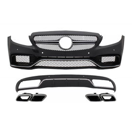 Paraurti anteriore & diffusore con terminali di scarico cromato per Mercedes Classe C W205 S205 (2014-2018) C63 design