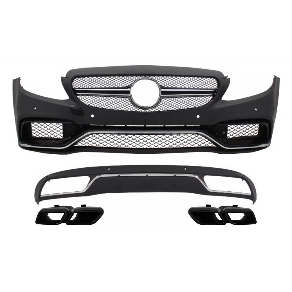 Paraurti anteriore & diffusore con terminali di scarico per Mercedes Classe C W205 S205 (2014-2018) C63 design