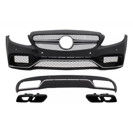 Paraurti anteriore & diffusore con terminali di scarico per Mercedes Classe C W205 S205 (2014-2018) C63 design