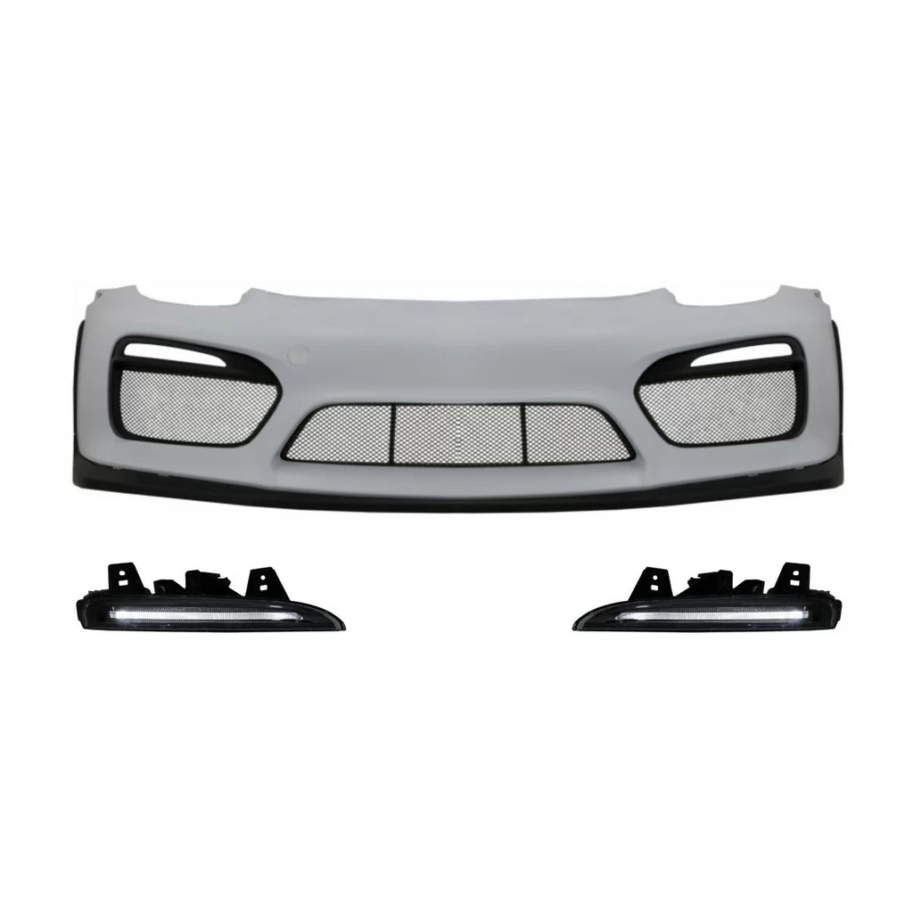 Paraurti anteriore con DRL LED per Porsche Cayman 981C & Boxster 981 (2012-2016) GT4 design