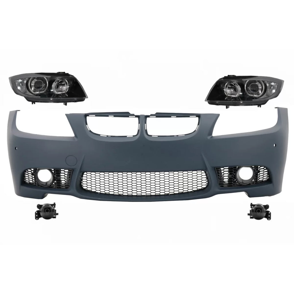 Paraurti anteriore con Fendinebbia e Fari anteriori neri per BMW Serie 3 E90 E91 Pre-LCI (2005-2008) berlina Touring M3