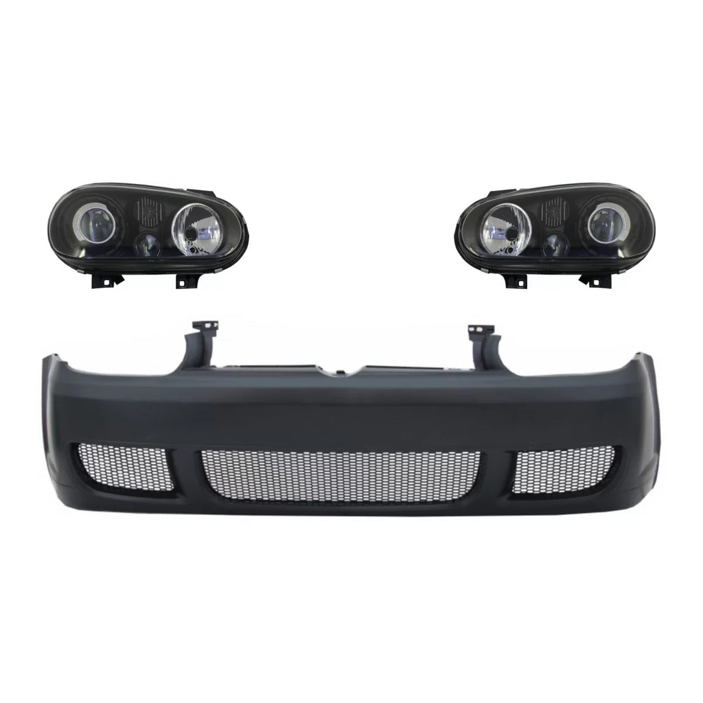 Paraurti anteriore con Fari anteriori neri per VW Golf IV 4 MK4 (10.1997-09.2003) R32 stile