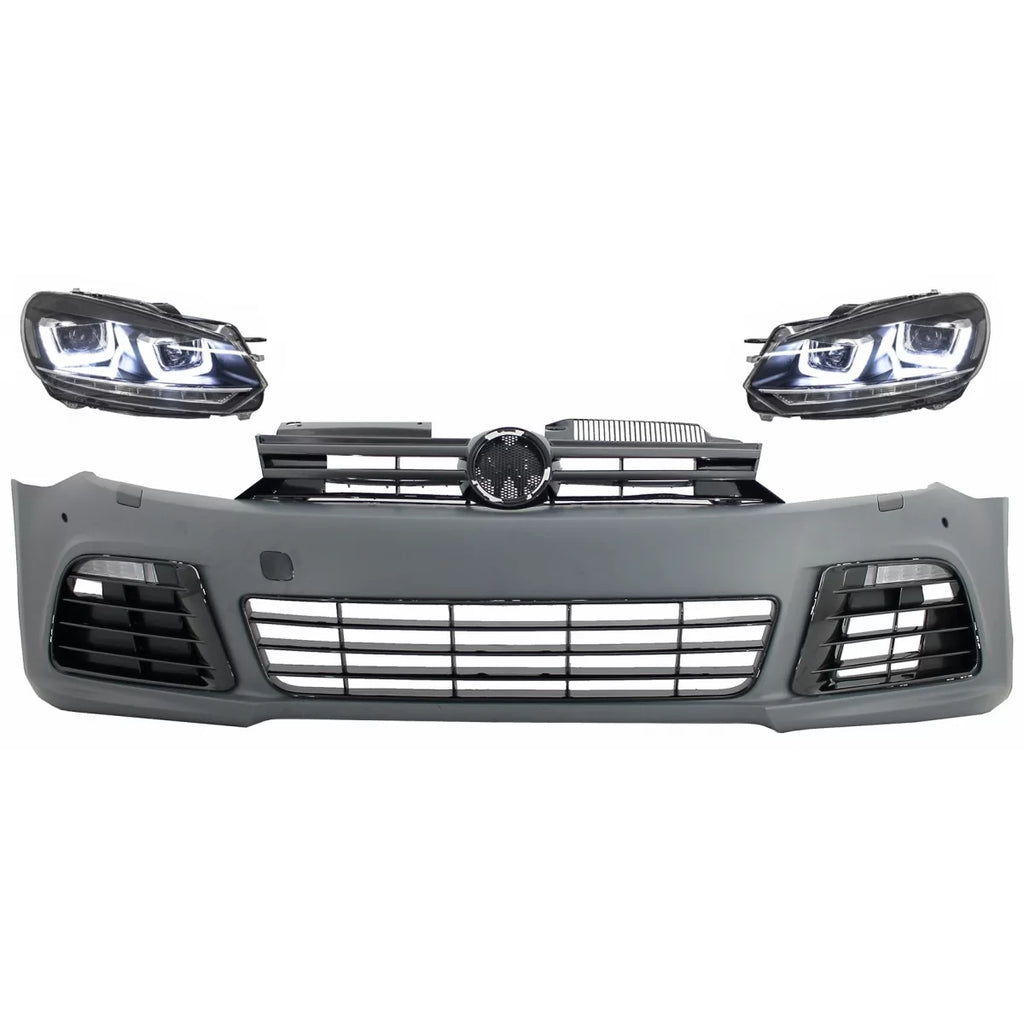 Paraurti anteriore con fari anteriori LED sequenziale Indicatore di direzione cromato per VW Golf VI 6 MK6 (2008-2013)