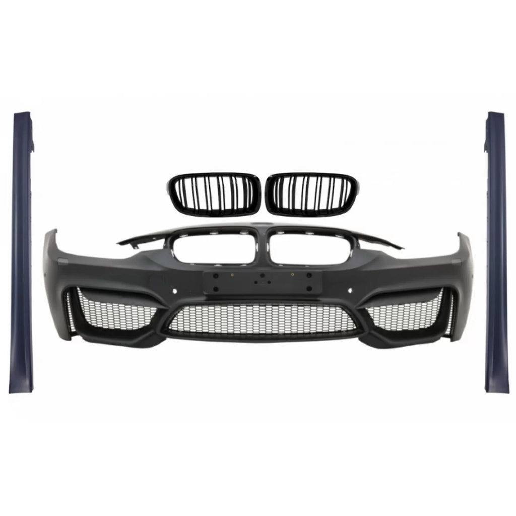 Paraurti anteriore con Griglie a doppio rene e Minigonne per BMW Serie 3 F30 F31 Pre-LCI & LCI (2011-2018) M4 design