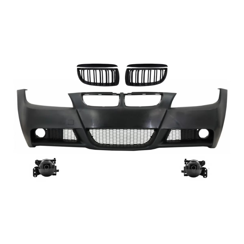 Paraurti anteriore con Griglie a doppio rene e fumé Fendinebbia per BMW Serie 3 E90 E91 berlina Touring (2004-2008)