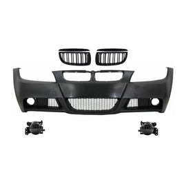 Paraurti anteriore con Griglie a doppio rene e fumé Fendinebbia per BMW Serie 3 E90 E91 berlina Touring (2004-2008)