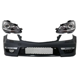 Paraurti anteriore con LED DRL fari anteriori per Mercedes Classe C W204 (2012-2014) C63 restyling Bi-xenon design