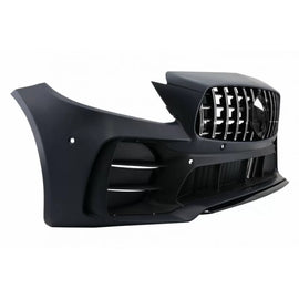 Paraurti anteriore per Mercedes-Benz Classe C C205/W205 14-21 GTR stile (nero Mamba) con nero/cromato griglia (nero