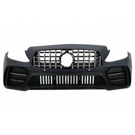 Paraurti anteriore per Mercedes-Benz Classe C C205/W205 14-21 GTR stile (nero Mamba) con nero/cromato griglia (nero