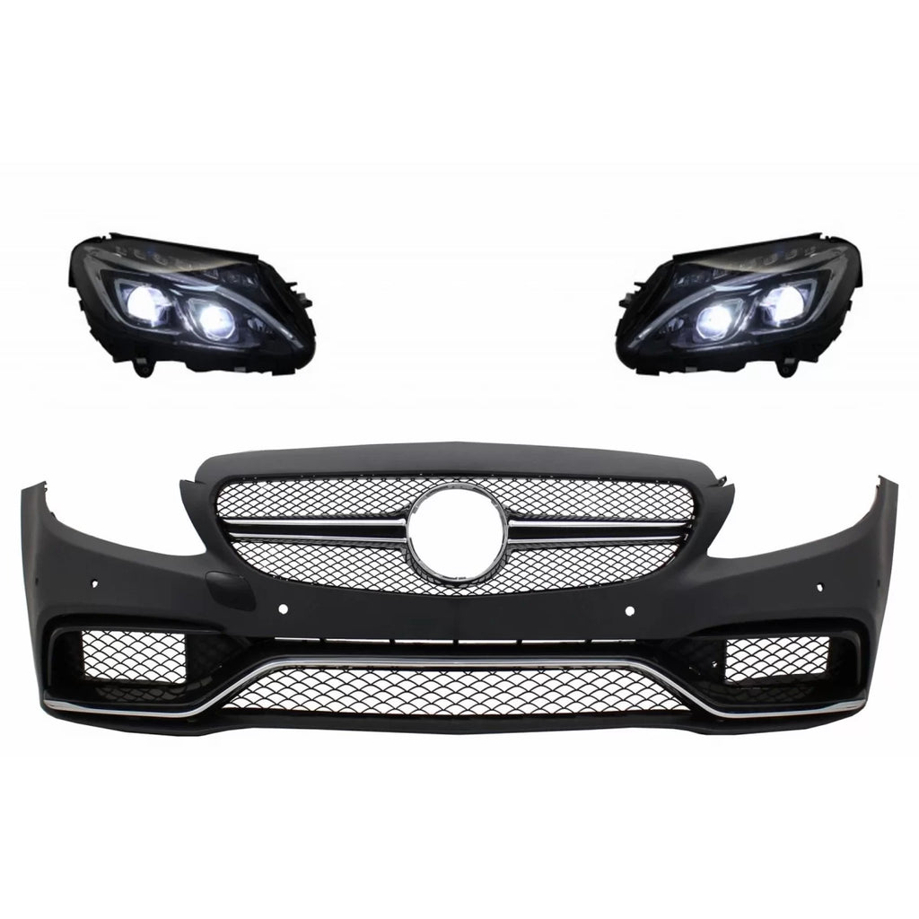 Paraurti anteriore per Mercedes Classe C W205 S205 (2014-2018) berlina station wagon con Full LED fari anteriori