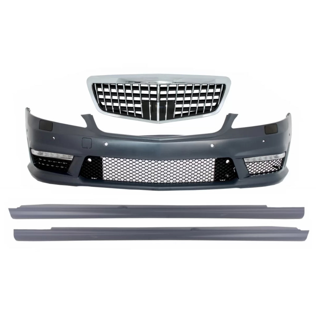 Paraurti anteriore per Mercedes Classe S W221 (2005-2012) con singolo cornice Griglia anteriore e Minigonne S63 S65