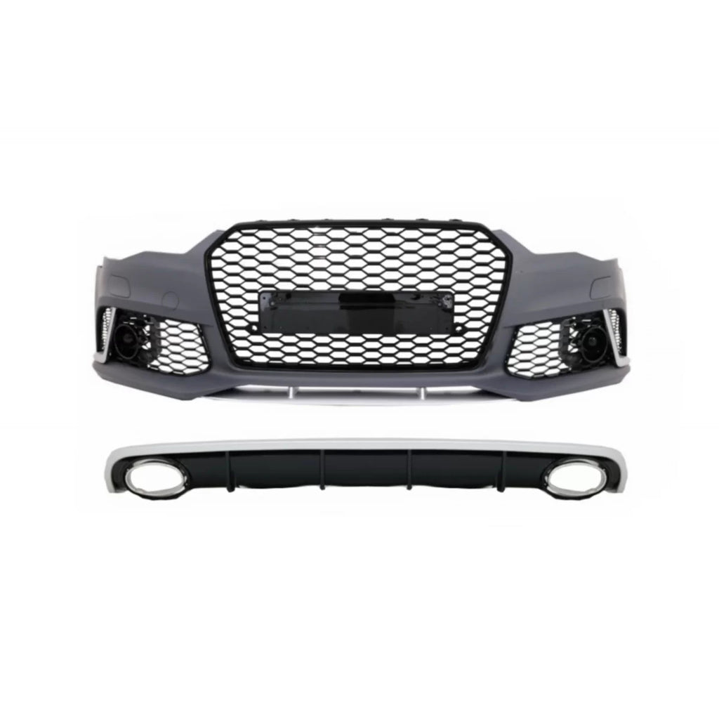 Paraurti anteriore con Diffusore paraurti posteriore con Terminali di scarico per Audi A6 C7 4G restyling (2011-2014)
