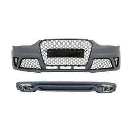 Paraurti anteriore con posteriore diffusore e Terminali di scarico per Audi A4 B8 berlina restyling (2012-2015) RS4