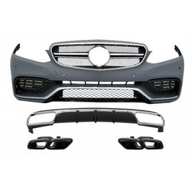 Paraurti anteriore con posteriore diffusore e Terminali di scarico nero per Mercedes Classe E W212 restyling (2013-2016)