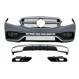 Paraurti anteriore con posteriore diffusore e Terminali di scarico nero per Mercedes Classe E W212 restyling (2013-2016)