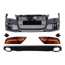 Carica l'immagine nel visualizzatore di Gallery, Paraurti anteriore &amp; posteriore diffusore con Terminali di scarico e LED fanali posteriori per Audi A7 4G pre-restyling