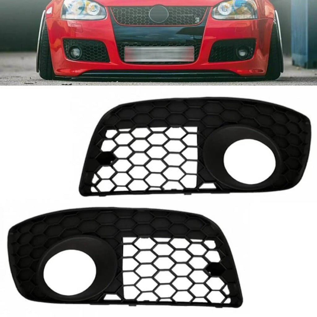 Paraurti anteriore laterale griglia per VW Golf V (5) 04-08 GT / GTI nido d’ape con fendinebbia lampada foro sinistro