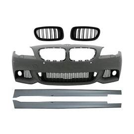 Paraurti anteriore con Minigonne e Griglie centrali a doppio rene per BMW Serie 5 F10 F11 Non LCI (07.2010-2013) berlina