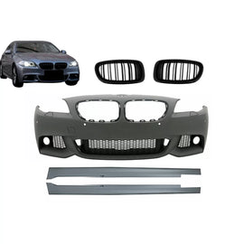 Paraurti anteriore con Minigonne e Griglie centrali a doppio rene per BMW Serie 5 F10 F11 Non LCI (07.2010-2013) berlina