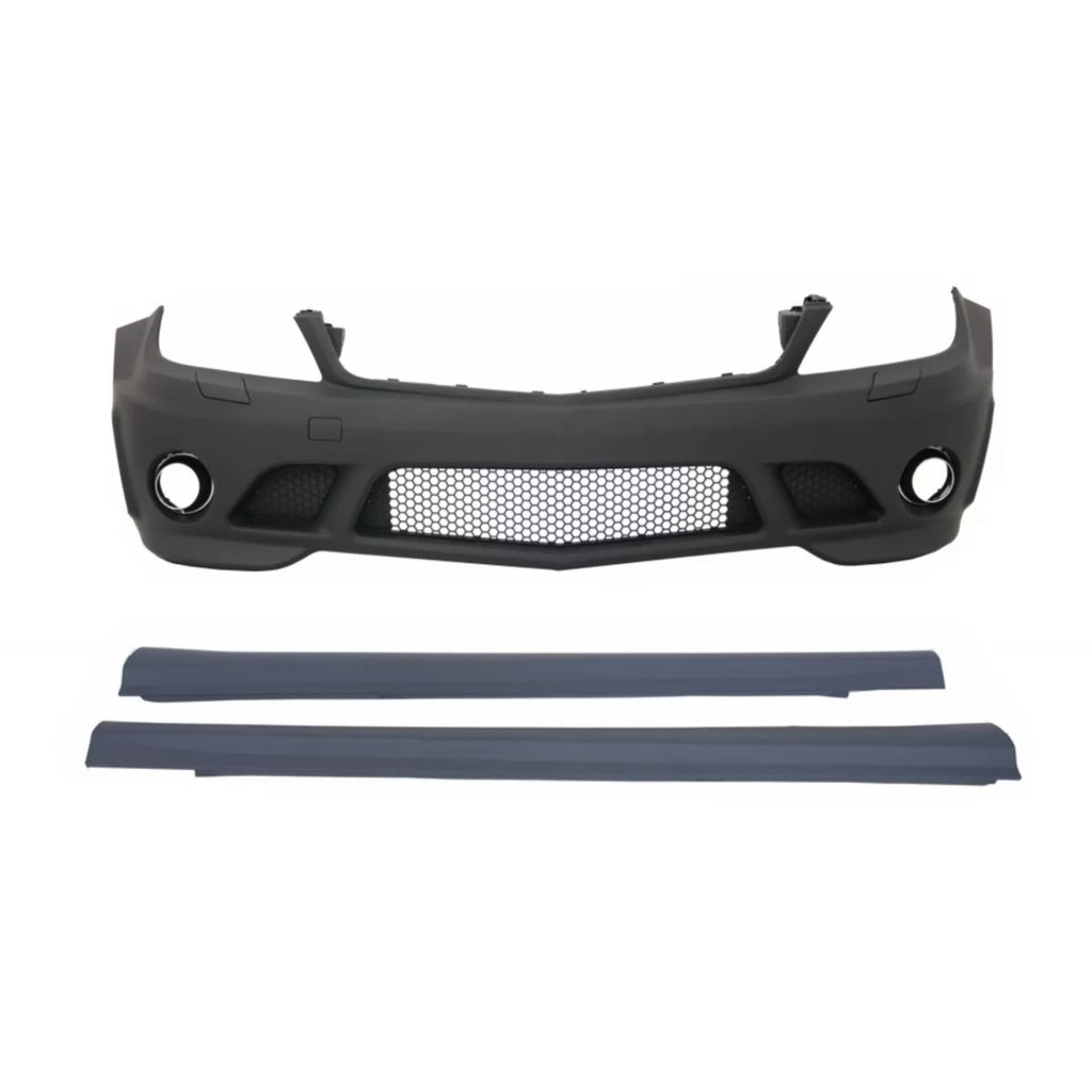 Paraurti anteriore Minigonne per Mercedes Classe C W204 (2007-2012) C63 design senza fendinebbia Ligts