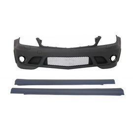 Paraurti anteriore Minigonne per Mercedes Classe C W204 (2007-2012) C63 design senza fendinebbia Ligts