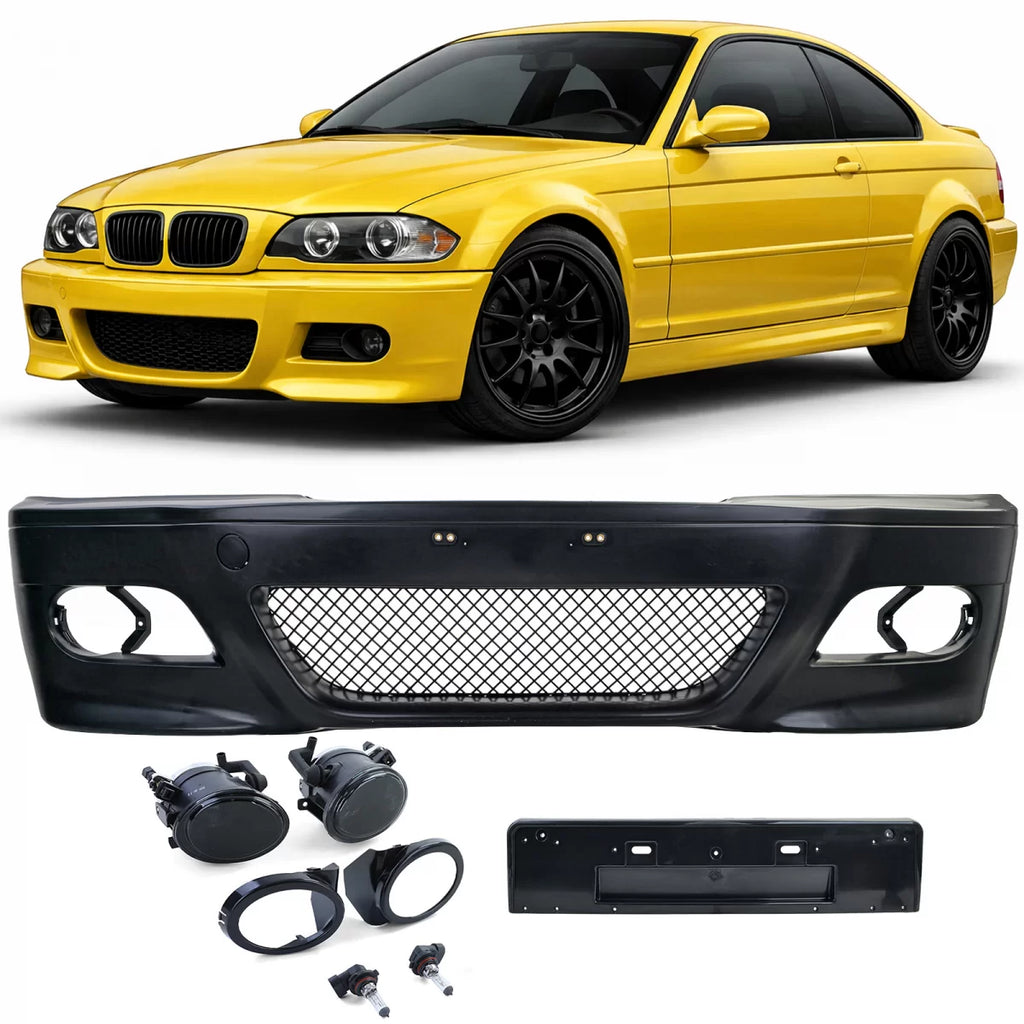 Paraurti anteriore Sport + ABE + Fendinebbia fumé per BMW E46 coupe cabriolet