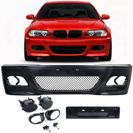 Paraurti anteriore Sport + ABE + Fendinebbia fumé per BMW E46 berlina Touring