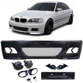 Paraurti anteriore Sport + ABE + Fendinebbia fumé per BMW E46 berlina Touring LCI