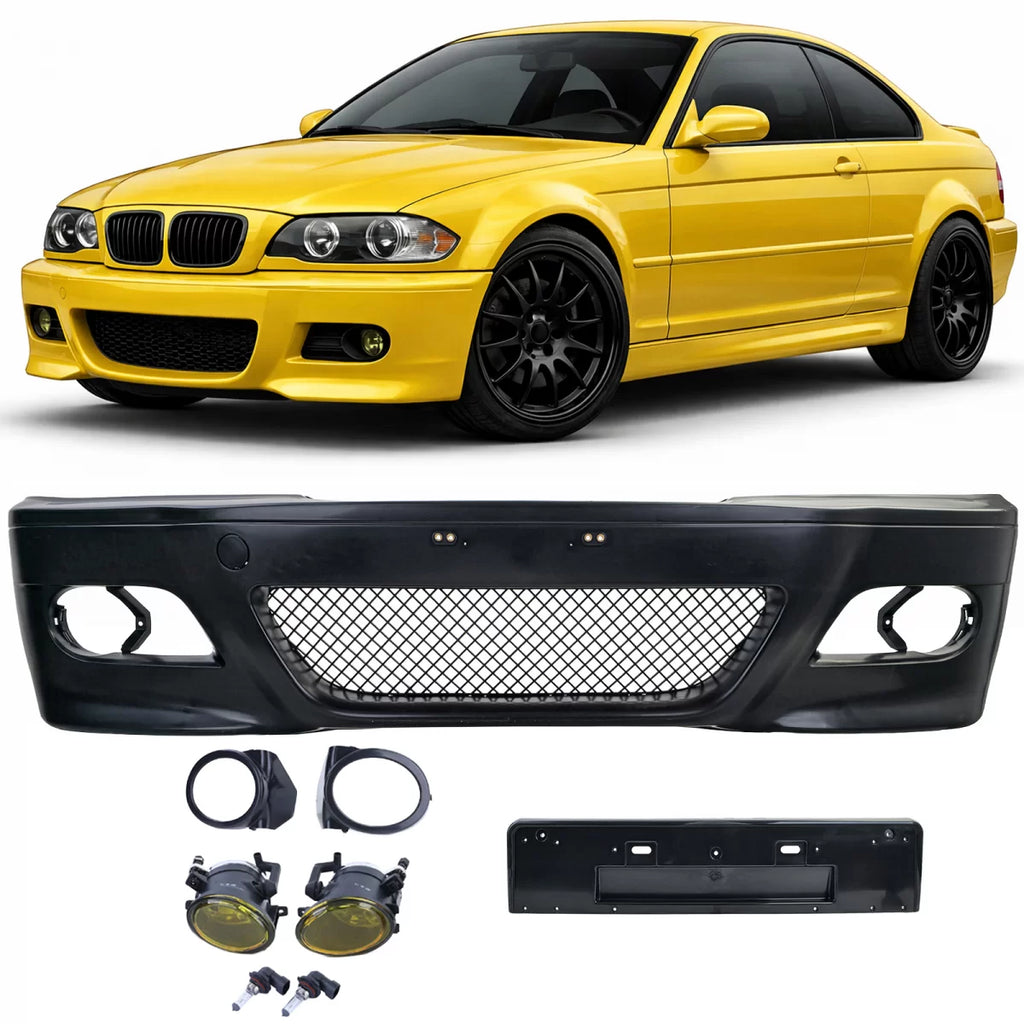 Paraurti anteriore Sport + ABE + giallo Fendinebbia per BMW E46 coupe cabriolet