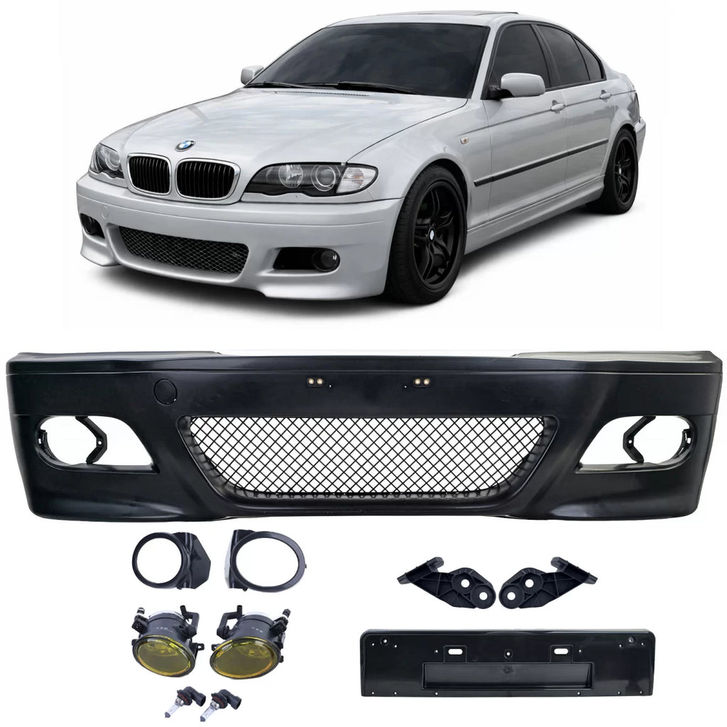 Paraurti anteriore Sport + ABE + giallo Fendinebbia per BMW E46 berlina Touring LCI