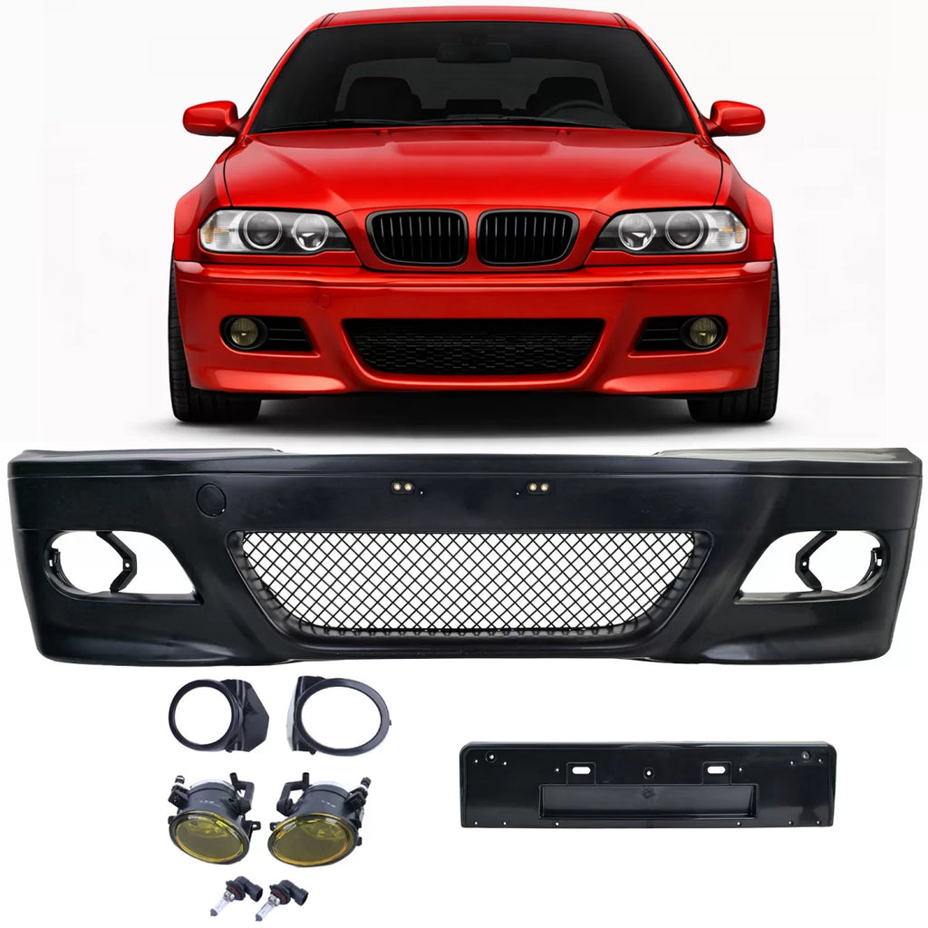 Paraurti anteriore Sport + ABE + giallo Fendinebbia per BMW E46 berlina Touring