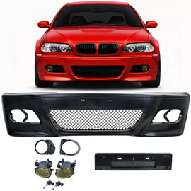 Paraurti anteriore Sport + ABE + giallo Fendinebbia per BMW E46 berlina Touring