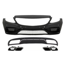 Carica l'immagine nel visualizzatore di Gallery, Paraurti anteriore senza Griglia centrale e diffusore con terminali di scarico cromato per Mercedes Classe C W205 S205