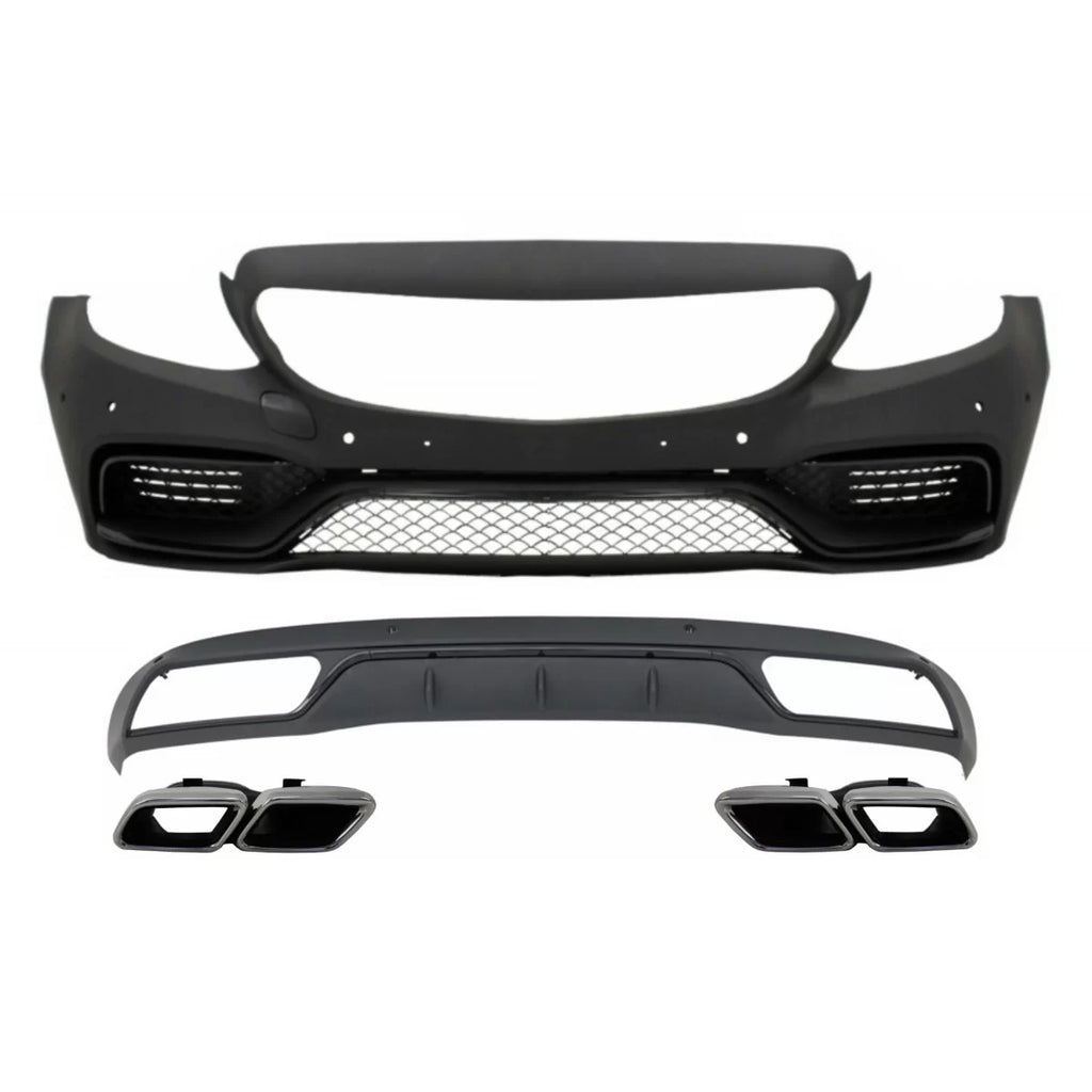 Paraurti anteriore senza griglia & diffusore con terminali di scarico cromato per Mercedes Classe C W205 S205