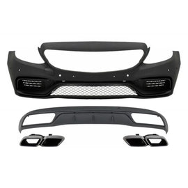Paraurti anteriore senza griglia & diffusore con terminali di scarico cromato per Mercedes Classe C W205 S205