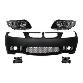 Paraurti anteriore senza PDC con Fendinebbia e Fari anteriori neri per BMW Serie 3 E90 E91 Non-LCI (2005-2008) berlina