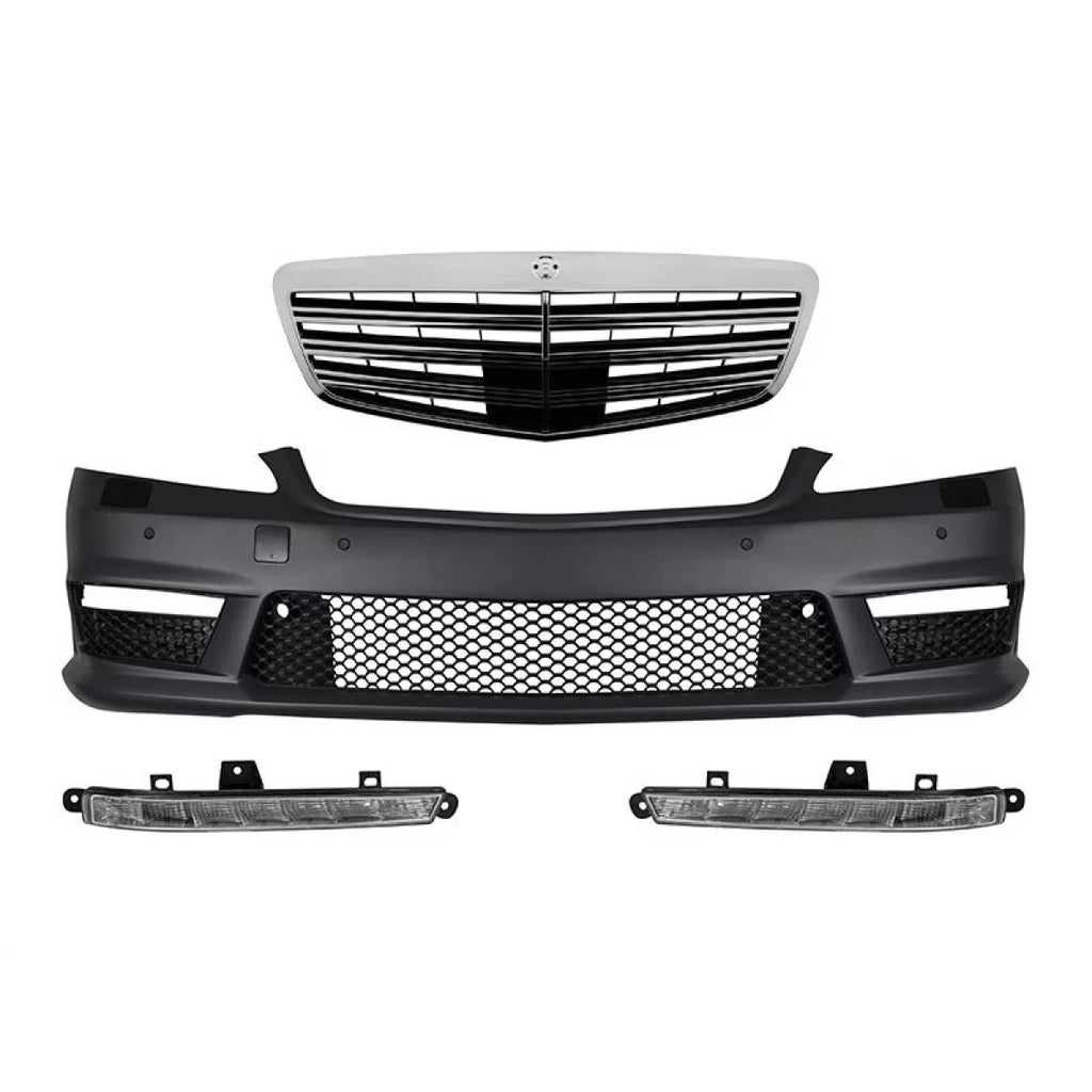 Anteriore A design paraurti tipo S63, S65 con cromato/nero griglia per Mercedes Classe S W221 2006-2013 con Luci diurne