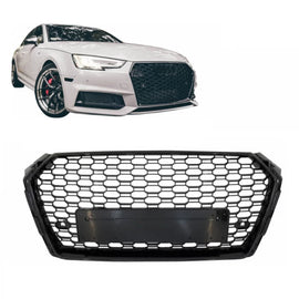 Griglia anteriore per Audi A4 B9 16-19 RS4 stile nido d’ape Nero lucido 1 pezzo