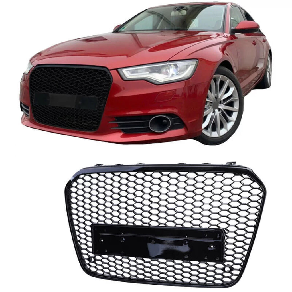 Griglia anteriore per Audi A6 4G C7 11-15 RS6 stile nido d’ape Nero lucido 1pc