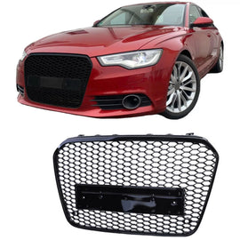 Griglia anteriore per Audi A6 4G C7 11-15 RS6 stile nido d’ape Nero lucido 1pc