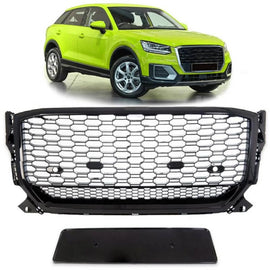 Griglia anteriore per Audi Q2 (GA) pre-restyling 2016-2020 RSQ2 stile nido d’ape Nero lucido 1Pc