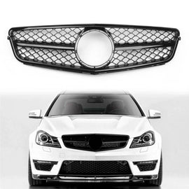 Griglia anteriore per Mercedes-Benz Classe C W204 07-14 A design C63 stile con singolo Fence Nero lucido 1pc