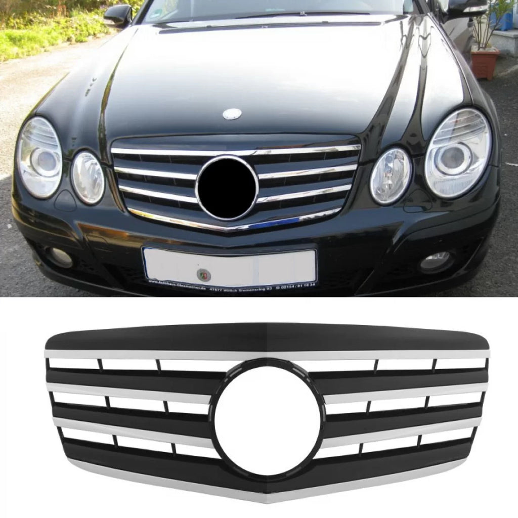 Griglia anteriore per Mercedes-Benz Classe E W211 06-09 A design stile con 4 Fence nero/cromato 1 pezzo