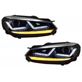 Griglia anteriore per VW Golf VI (2008-2012) con Osram xenon Fari anteriori cromati LED dinamico sequenziale Indicatori