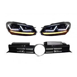 Griglia anteriore per VW Golf VI (2008-2012) con Osram xenon fari anteriori LED dinamico sequenziale Indicatori