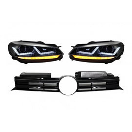Griglia anteriore per VW Golf VI (2008-2012) con Osram xenon Fari anteriori cromati LED dinamico sequenziale Indicatori