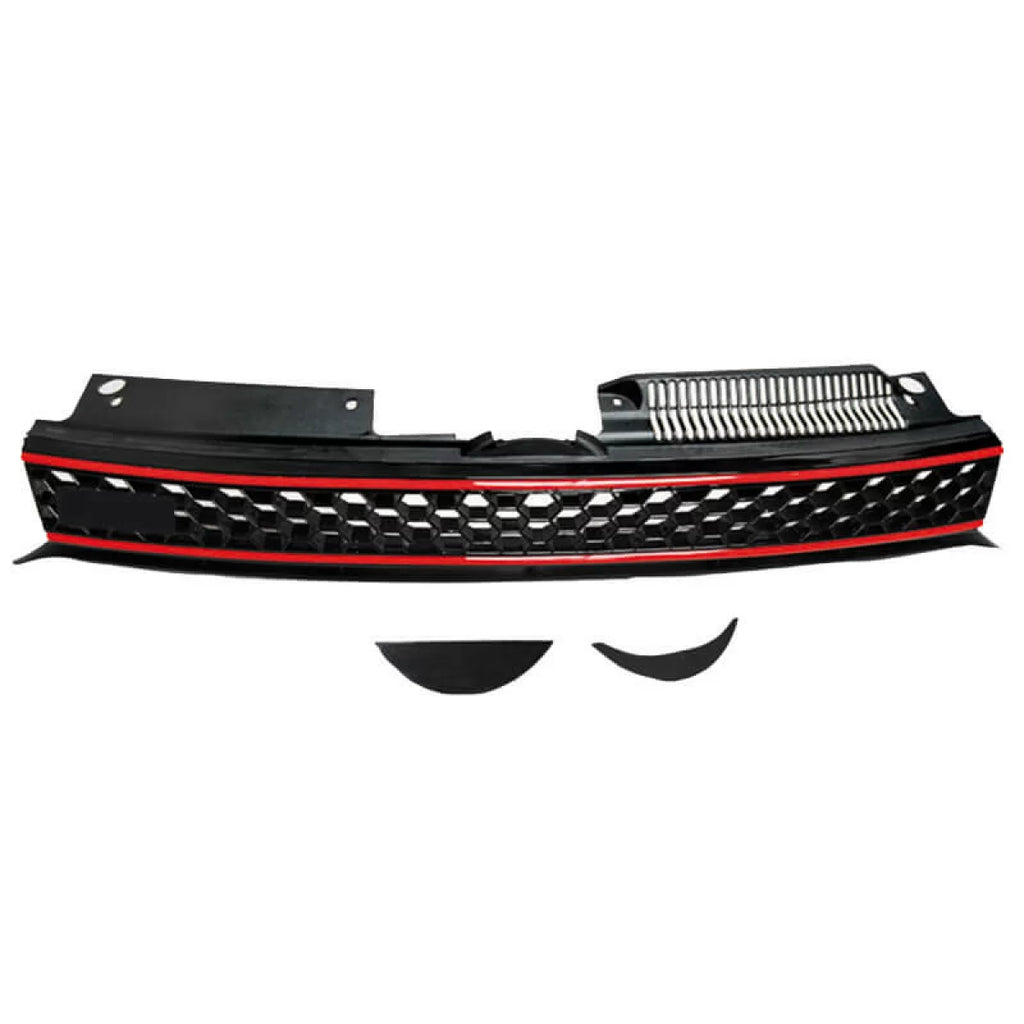 Griglia anteriore per VW Golf VI (6) 08-11 GTI stile nido d’ape con rosso Line 1 pezzo