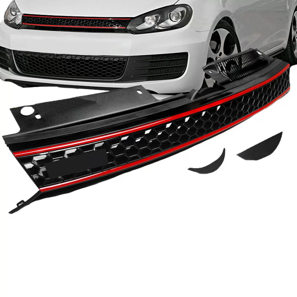 Griglia anteriore per VW Golf VI (6) 08-11 GTI stile nido d’ape con rosso Line 1 pezzo