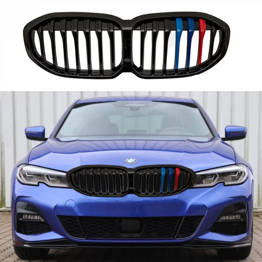 Griglie anteriori per BMW 1 F40 19+ M stile Tri-colore nere lucide 1 pezzo